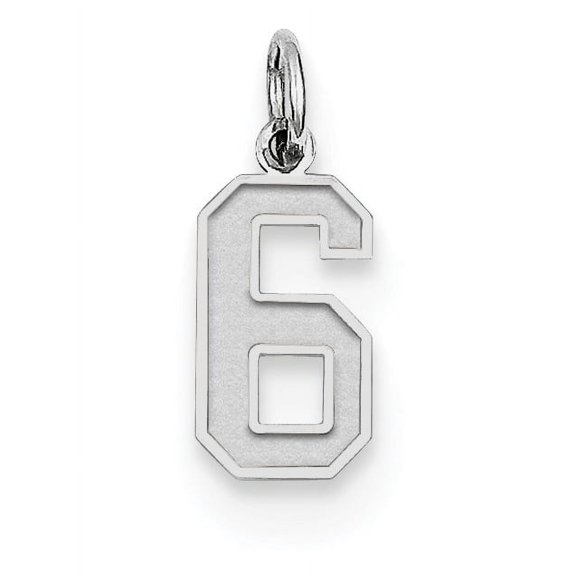 Sterling Silver Silver/Rhodium-Plated Satin Number 6 Charm (19 X 7) Made In United States qps06