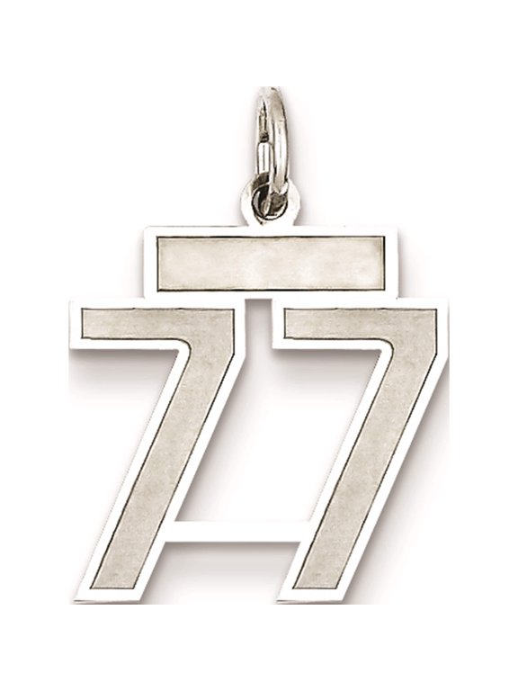 Sterling Silver/Rhodium-plated Satin Number 77 Charm