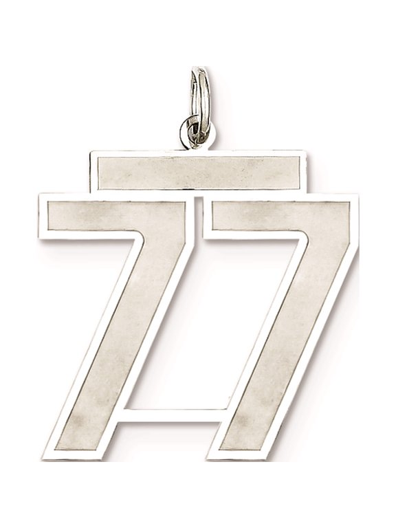 Sterling Silver/Rhodium-plated Satin Number 77 Charm