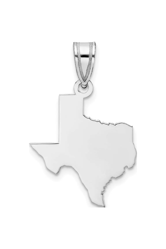 Sterling Silver Silver/Rhodium-Plated Texas State Pendant Made In United States xna707ss-tx
