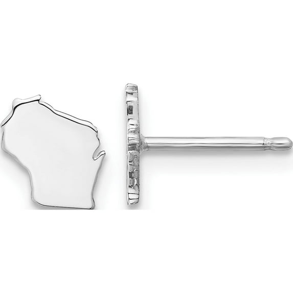 Sterling Silver Silver/Rhodium-Plated Wisconsin State Earrings (7.26 X 6.96) Made In United States xne50ss-wi