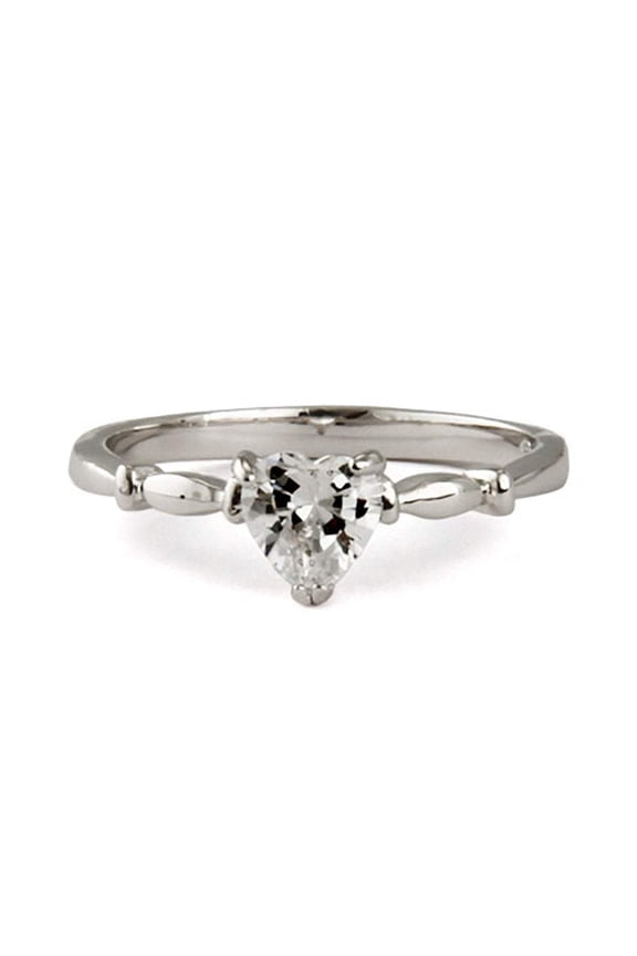 Sterling Silver Simple 6mm Cz Heart Promise Ring, Ring Sizes 5 to 9