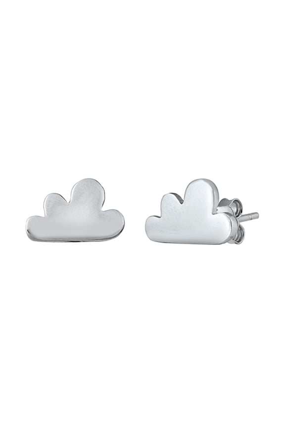 Sterling Silver Simple Cloud Stud Earrings