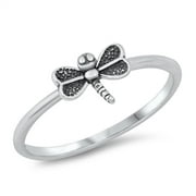 Sterling Silver Simple Dragonfly Ring Size 10