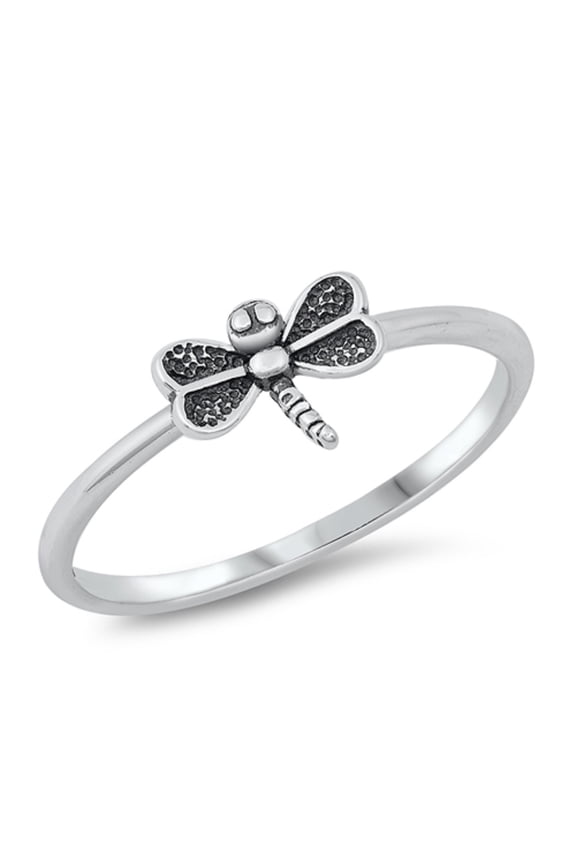 Sterling Silver Simple Dragonfly Ring Size 6