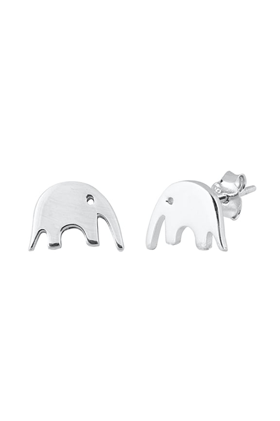 Sterling Silver Simple Elephant Stud Earrings