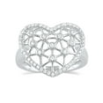 thumbnail image 1 of Sterling Silver Simulated Diamond Heart Statement Ring for Female Adult Women and Teens - Size 8, 1 of 10