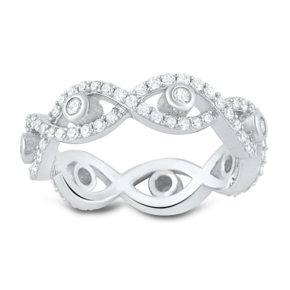 Sterling Silver Simulated Diamond Infinity Eternity Ring for Female Adult Women and Teens - Size 7
