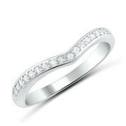 SILVERCLOSEOUT Sterling Silver Simulated Diamond Thin V shaped Ring for Female Adult Women and Teen Girls - Size 5