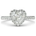 thumbnail image 1 of Sterling Silver Simulated Heart-shaped Diamond Halo Engagement Ring with Side Stones Promise Bridal Ring (7), 1 of 6