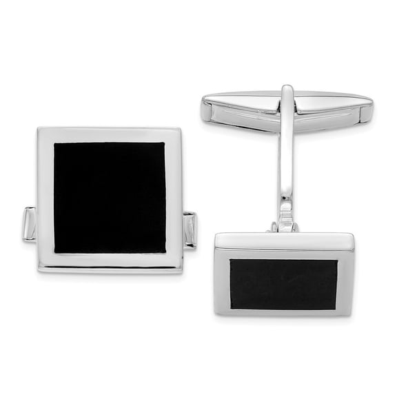 Sterling Silver Simulated Onyx Cuff Links