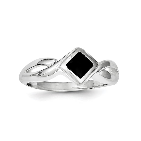 Sterling Silver Simulated Onyx Ring - Size 8