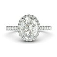 thumbnail image 1 of Sterling Silver Simulated Oval Cut Diamond Halo Engagement Ring with Side Stones Promise Bridal Ring (11), 1 of 6