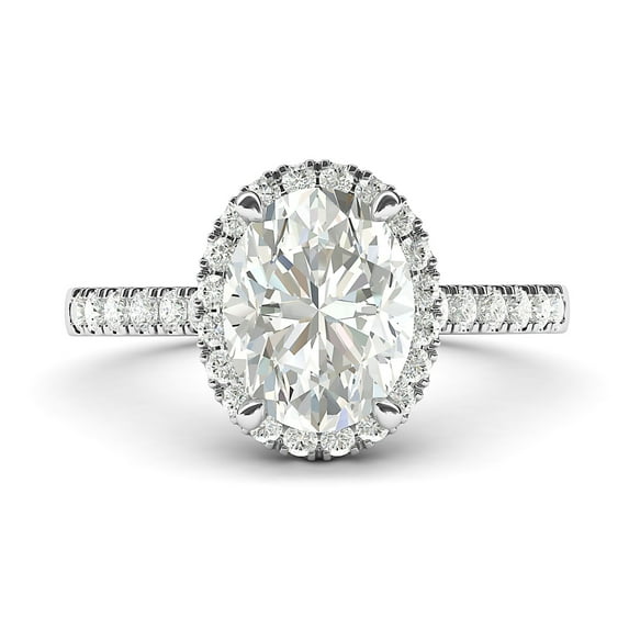Sterling Silver Simulated Oval Cut Diamond Halo Engagement Ring with Side Stones Promise Bridal Ring (11)