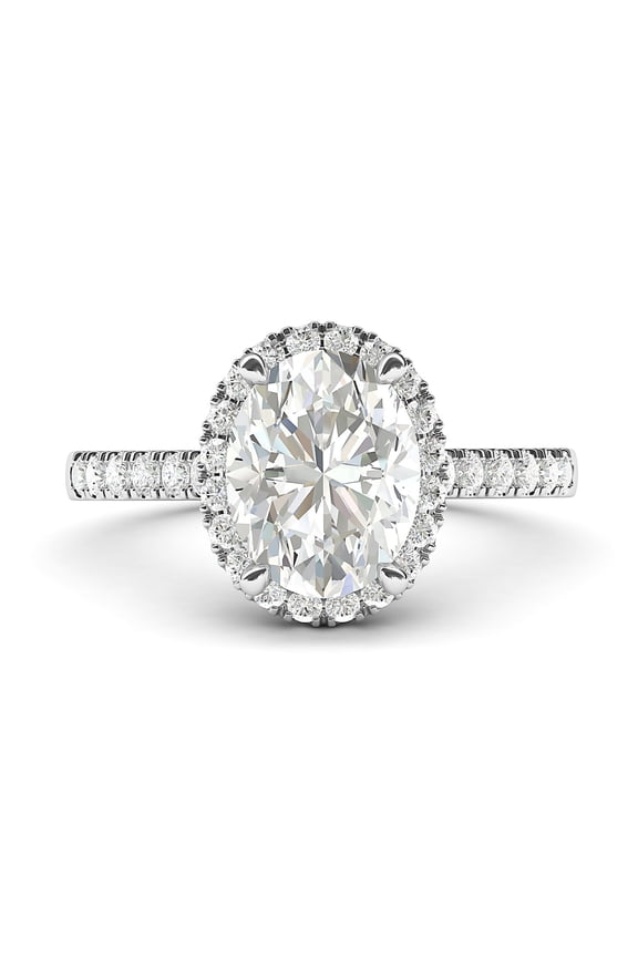 Sterling Silver Simulated Oval Cut Diamond Halo Engagement Ring with Side Stones Promise Bridal Ring (5.5)