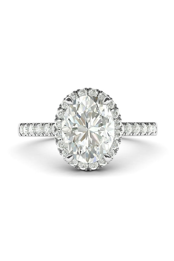 Sterling Silver Simulated Oval Cut Diamond Halo Engagement Ring with Side Stones Promise Bridal Ring (6)