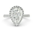 thumbnail image 1 of Sterling Silver Simulated Pear-Shaped Diamond Halo Engagement Ring with Side Stones Promise Bridal Ring (6), 1 of 6