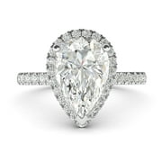 LANDA JEWEL Sterling Silver Simulated Pear-Shaped Diamond Halo Engagement Ring with Side Stones Promise Bridal Ring (7)