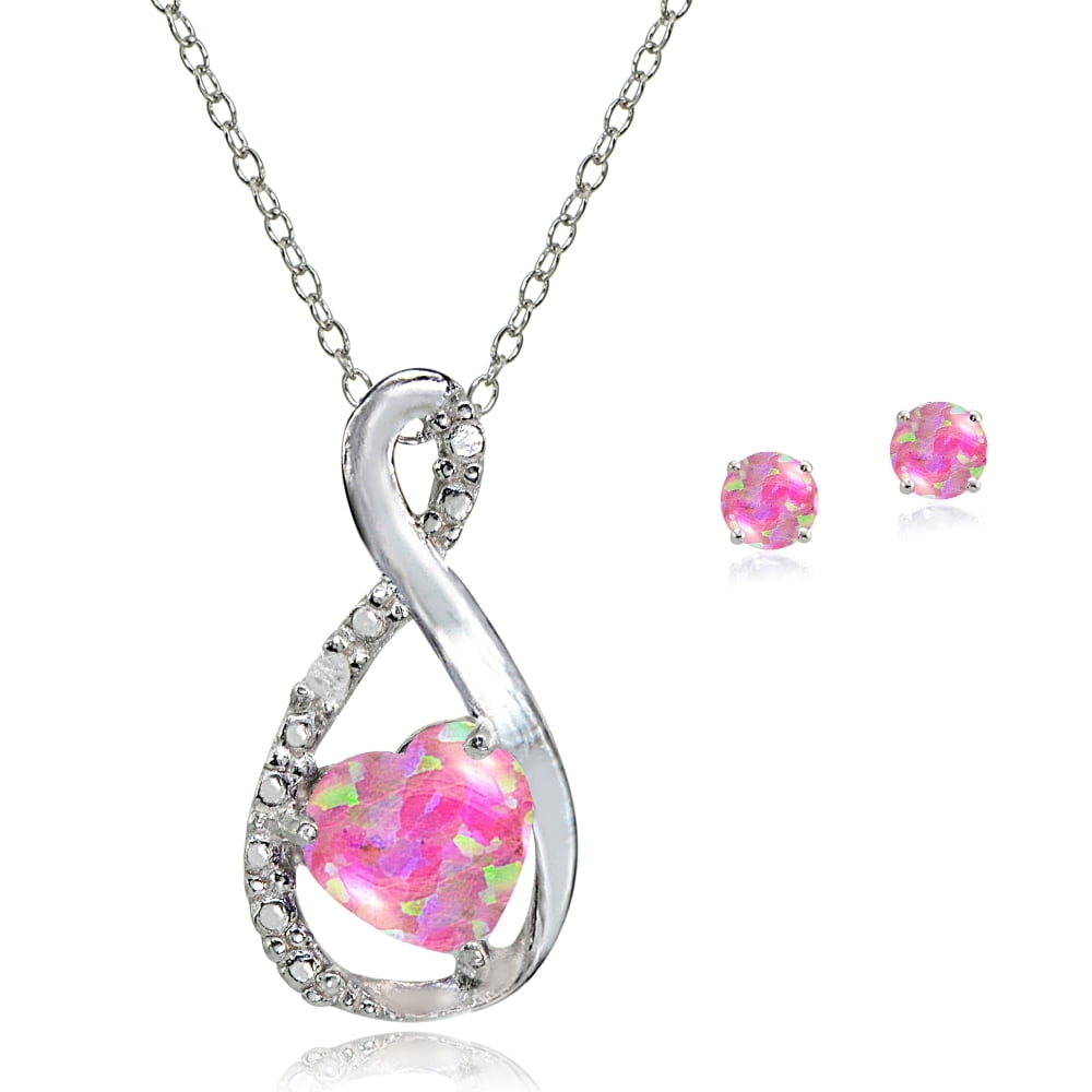 Pink Diamond Studded Necklace - Heart