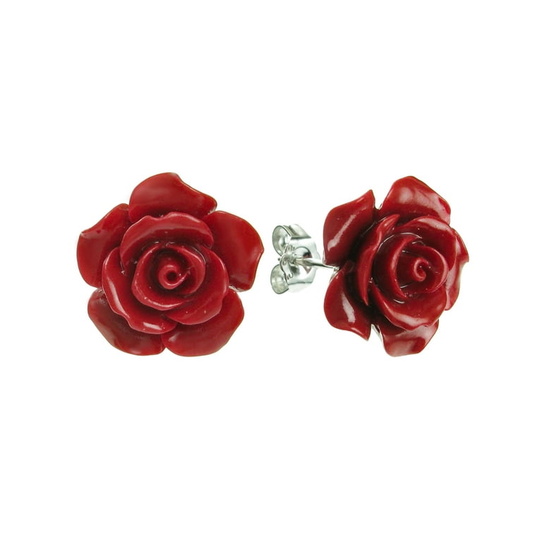 Sterling Silver 15mm Flower Birthstone Stud Post Earrings Sterling Silver 15mm Flower Birthstone Stud Post Earrings