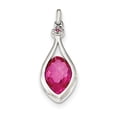 thumbnail image 1 of Sterling Silver Simulated Red Fancy-cut Marquise Pendant - Measures 27x14mm Wide, 1 of 2