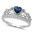 thumbnail image 1 of Sterling Silver Simulated Sapphire CZ Heart Filigree Crown Ring Size 6, 1 of 3