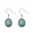 thumbnail image 1 of Sterling Silver Simulated Turquoise Bali Hook Oxidized Earrings .925 New Jewelry Female Unisex, 1 of 3