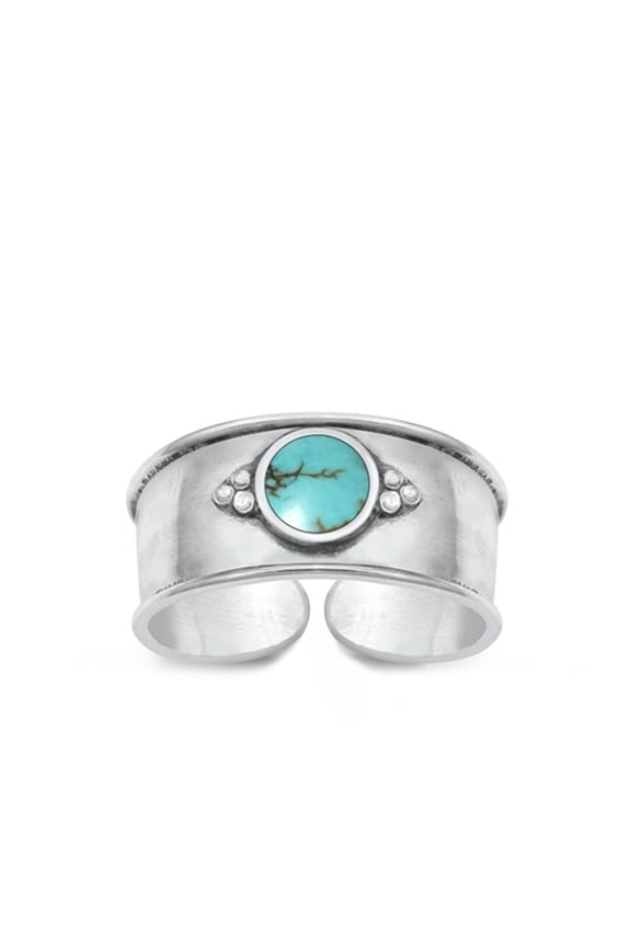 Sterling Silver Simulated Turquoise Toe Midi Bali Adjustable Ring .925 Band Jewelry Female Unisex