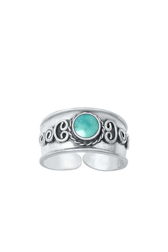 Sterling Silver Simulated Turquoise Toe Midi Bali Adjustable Ring .925 Band Jewelry Female Unisex