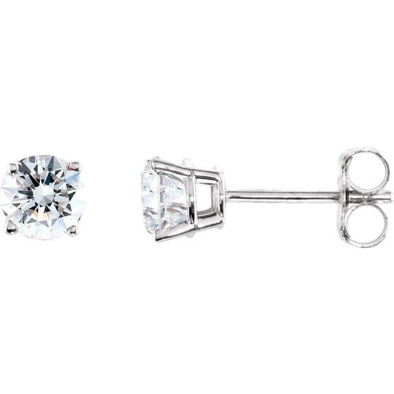 Sterling Silver Simulated White Cubic Zirconia 4mm Friction Polished Cubic Zirconia Earrings