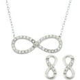 thumbnail image 1 of Sterling Silver Simulated White Topaz Gemstone Infinity Symbol Necklace and Earring Set, 1 of 1