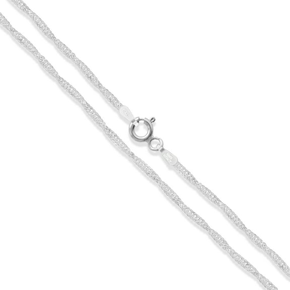Sterling Silver Singapore Rope Chain 1.8mm 925 Italy Twisted Curb Necklace 16" Jewelry Female Unisex