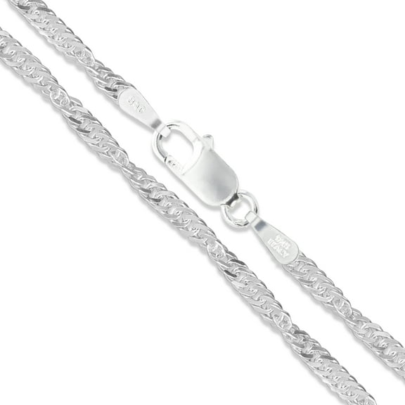 Sterling Silver Singapore Rope Chain 2.4mm 925 Italy Twisted Curb Necklace 16" Jewelry Female Unisex