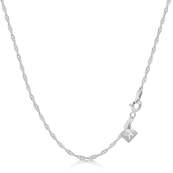 KEZEF 18k 2mm Sterling Silver Plated 925 Sterling Silver Necklace Chains Italian Singapore 18 Inch Popular Women's Length Necklace Chain Solid Silver Necklace for Women Mens Necklace Chain