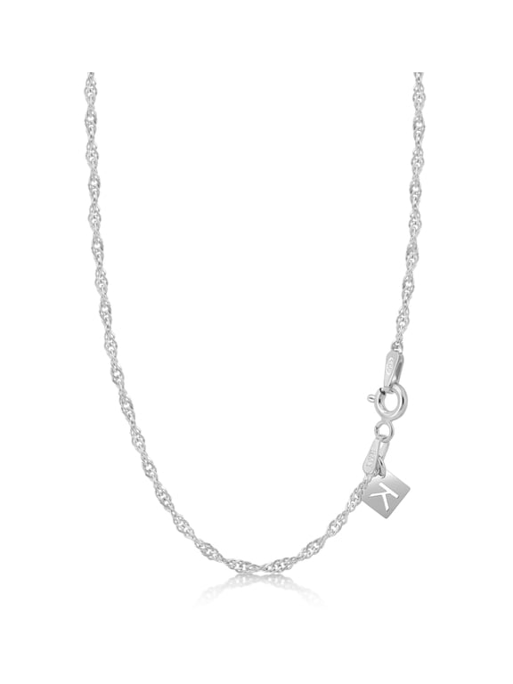 Sterling Silver Singapore Twisted Curb Chain Italian 2mm 22 inch