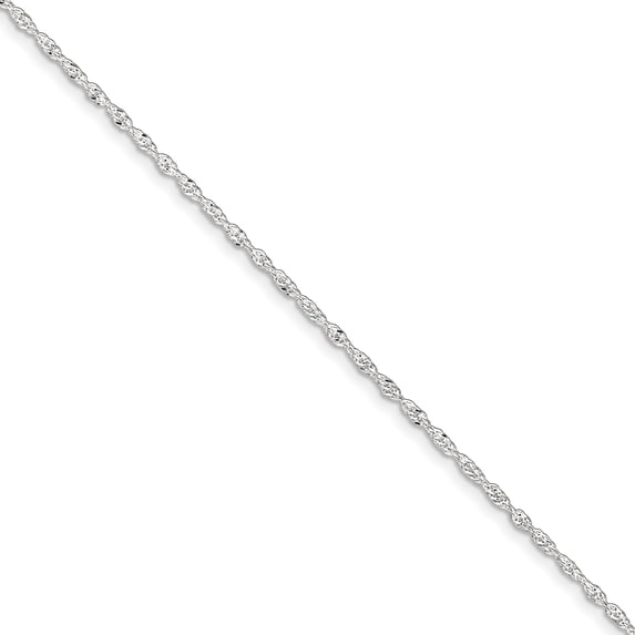 Sterling Silver 2mm Singapore with 1in ext. Chain Anklet