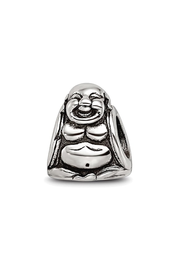 925 Sterling Silver Polished Oxidized Reflections SimStars Buddha Bead Charm 10x8.18mm Wide Pendant Necklace for Women