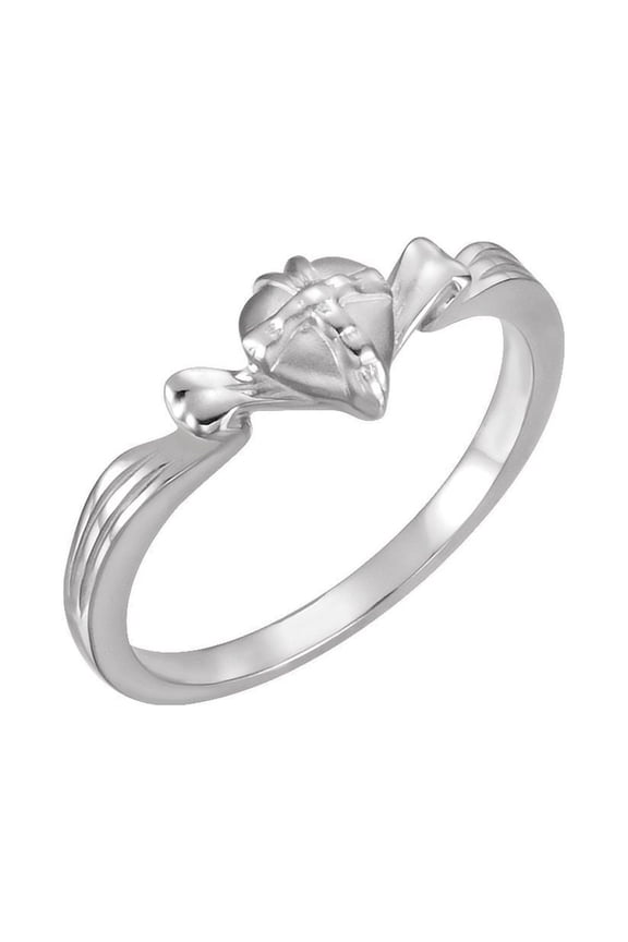 Sterling Silver Size 8 Polished Wrapped Heart Chastity Ring - 2.5 Grams