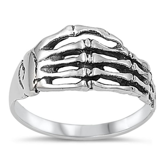 Sterling Silver Skeleton Hand Ring Artistic Custom Band Solid 925 Jewelry Female Male Unisex Size 6