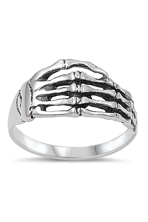 Sterling Silver Skeleton Hand Ring Artistic Custom Band Solid 925 Jewelry Female Male Unisex Size 7