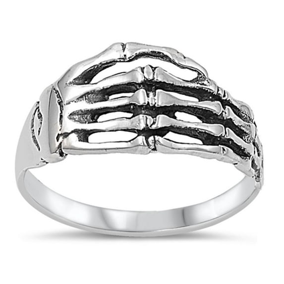 Sterling Silver Skeleton Hand Ring Artistic Custom Band Solid 925 Jewelry Female Male Unisex Size 8