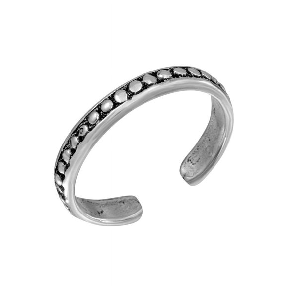 Sterling Silver Skinny Ball Studded Adjustable Toe Ring