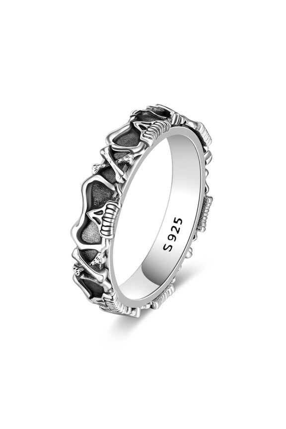 Sterling Silver Skull Anxiety Spinner Rings Fidget Ring Cool Gothic Punk Rings for Men Relieve Stress Gift 10