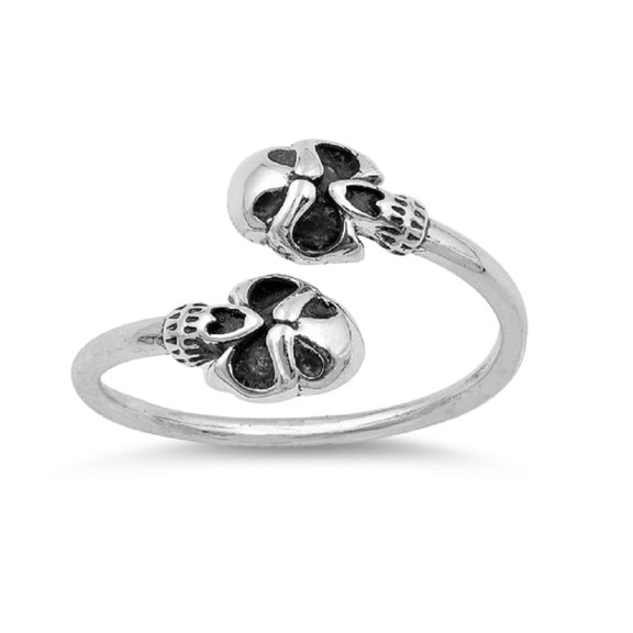 Sterling Silver Skulls From Hell Adjustable Ring