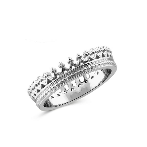 Sterling Silver Sleek Imperial Crown Ring