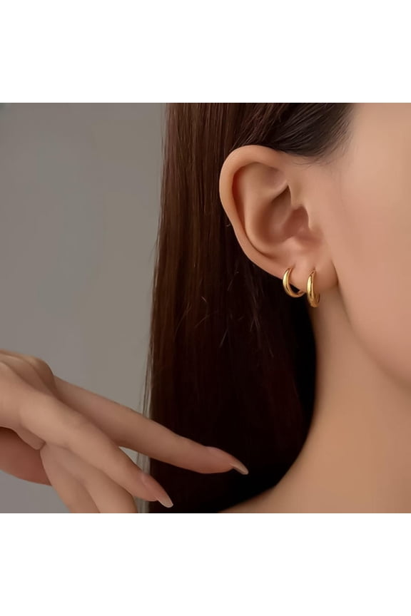 Sterling Silver Sleep Hoop Earrings Comfortable Commuting Ear Piercing Clips for Women