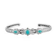 thumbnail image 1 of Sterling Silver Sleeping Beauty Turquoise Flower Concha Cuff Bracelet, Sizes Small to Large, 1 of 10