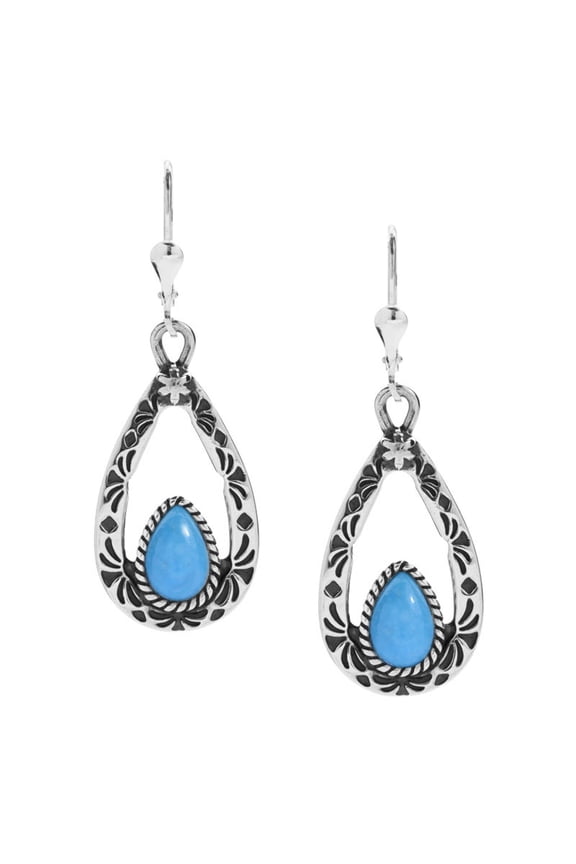 Sterling Silver Sleeping Beauty Turquoise Teardrop Dangle Earrings