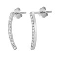 thumbnail image 1 of Sterling Silver Slender Bar Thin Journey Long Earrings Clear Cubic Zirconia 925 New Jewelry Female, 1 of 3