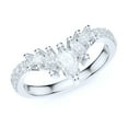 thumbnail image 1 of Sterling Silver Slight V Shaped Crown Simulated Marquise & Round Diamond Matching Ring Wedding Band (8.5), 1 of 6